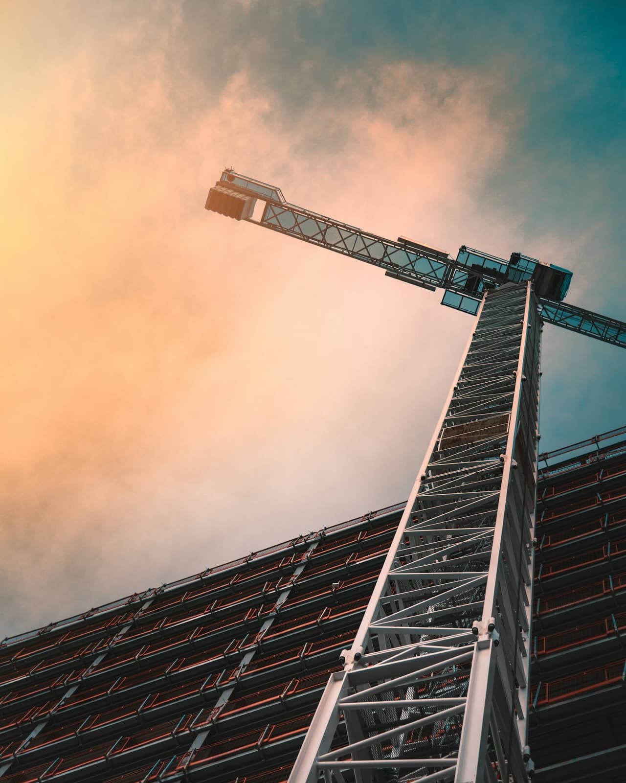 Tower crane on a high-rise construction site